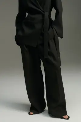 Pantalon chic à jambes larges - Marron foncé — photo 4