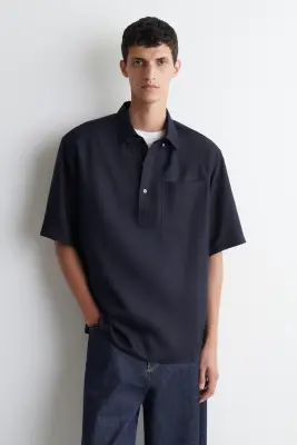 CHEMISE POPOVER OVERSIZE - BLEU MARINE — photo 3