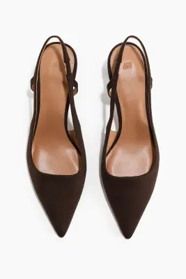 Escarpins à bride arrière avec talon kitten heel - Marron foncé — photo 2