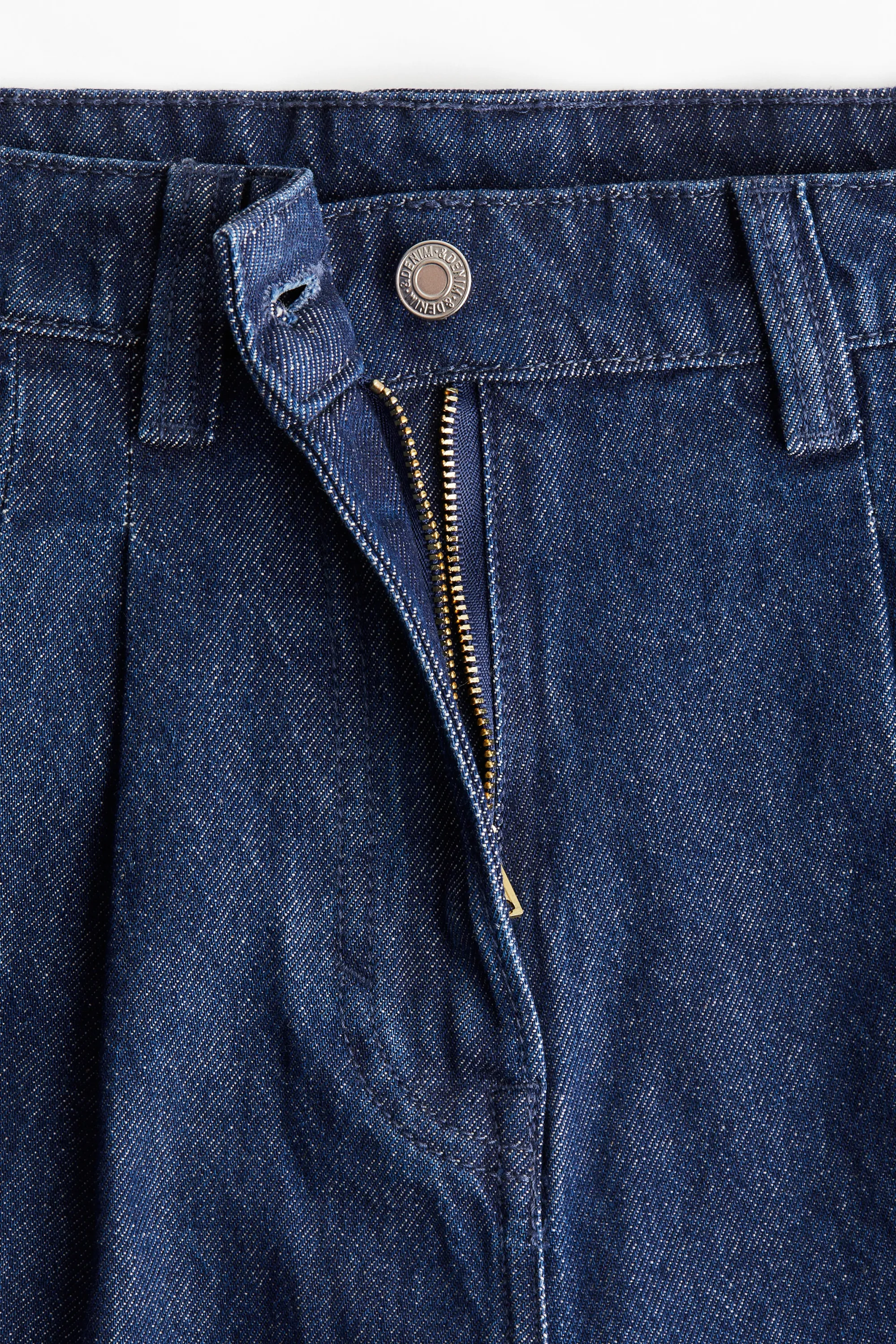 Short plissé en denim - Bleu denim foncé