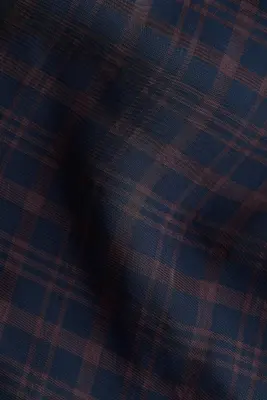 Robe à effet drapé en viscose mélangée - Bleu foncé/carreaux — photo 4