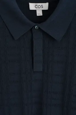 POLO EN MAILLE JACQUARD À CARREAUX - BLEU MARINE / CARREAUX — photo 5