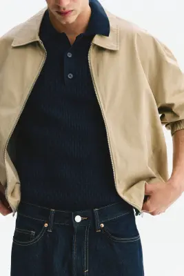 Polo Regular Fit en maille de coton - Bleu marine — photo 2