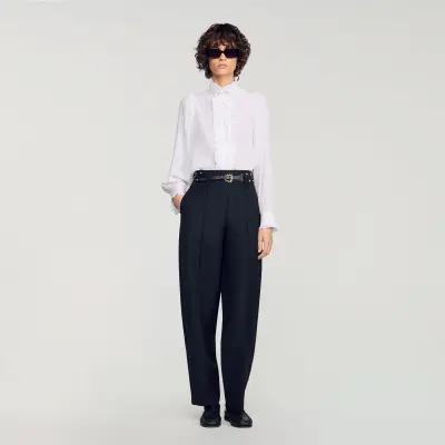 Chemise en soie à col froncé