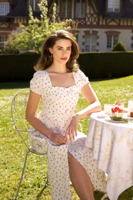 Estelle Cap Sleeve Midi Dress - Rose print — photo 4