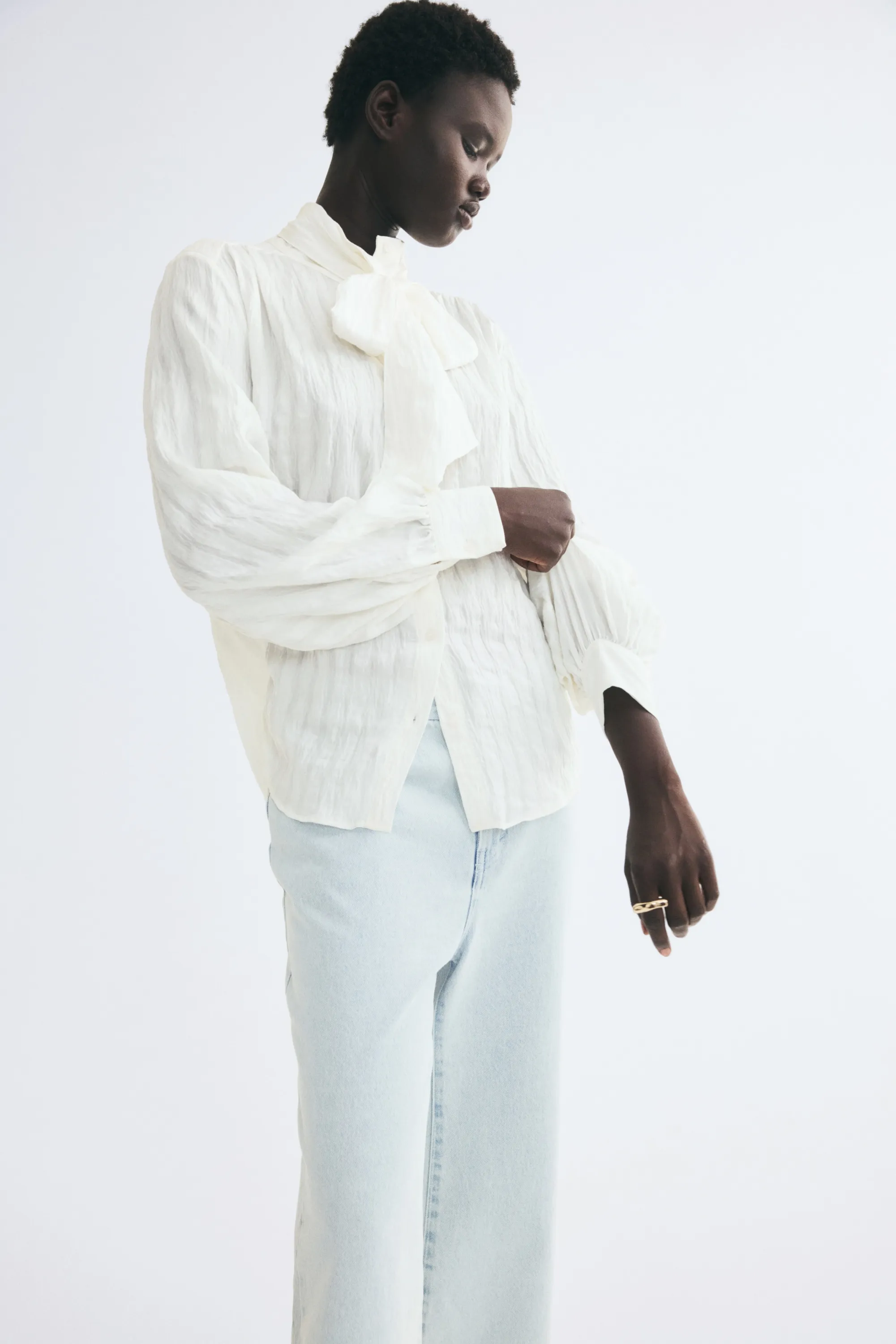 Blouse oversize avec détail façon foulard - Blanc