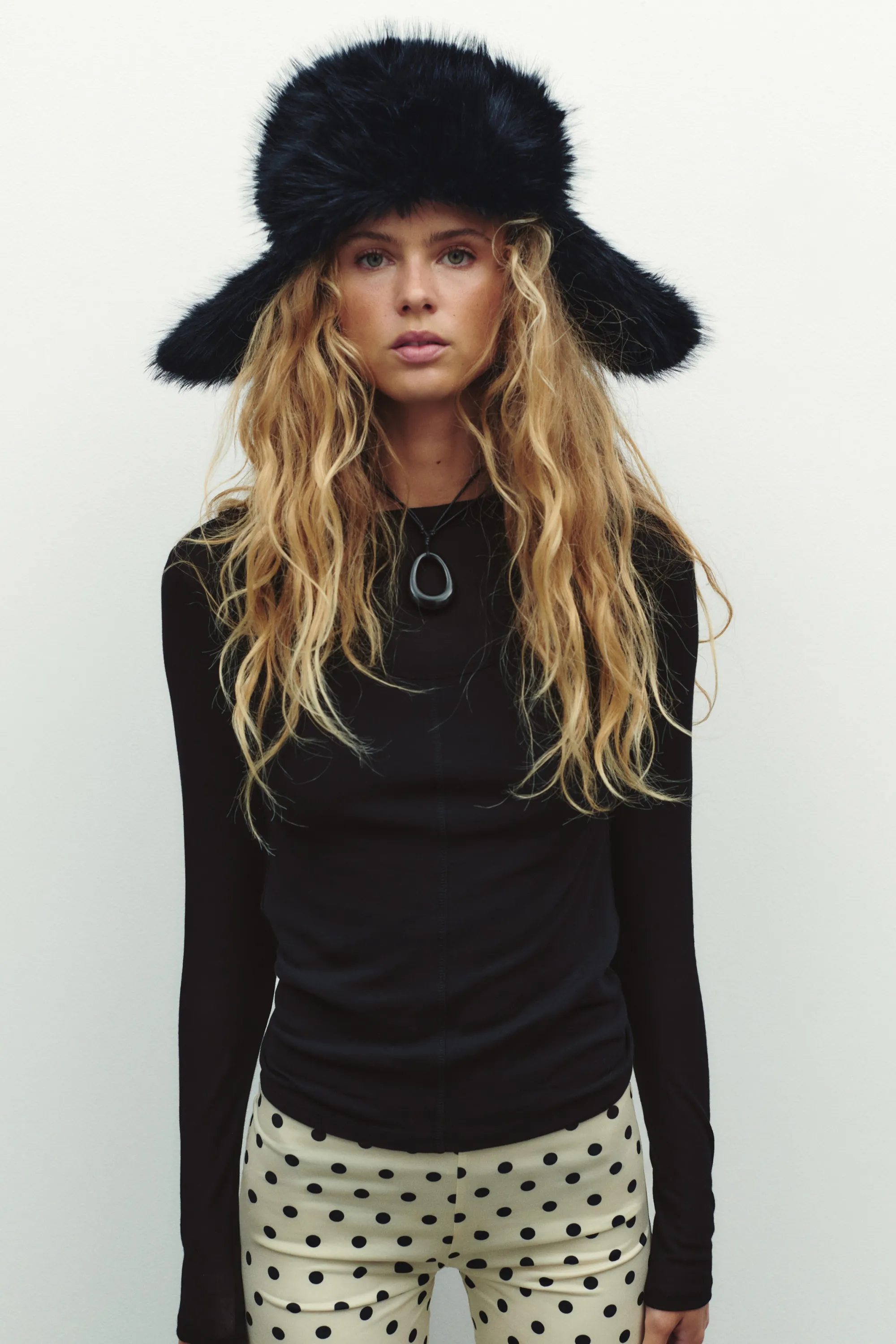 Top superposé en coton - Noir