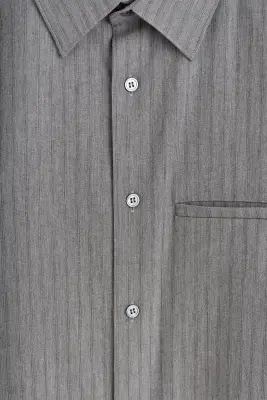 CHEMISE RAYÉE EN COTON - GRIS / RAYÉ — photo 5