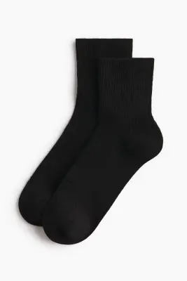 Lot de 5 paires de socquettes en maille côtelée - Noir — photo 1