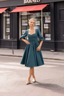 Bardetta Linen Dress - Bordeaux — photo 2