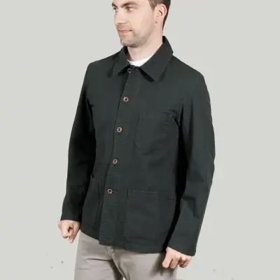 Veste de travail authentique coton bio 1G/5C - Khaki foncé — photo 4
