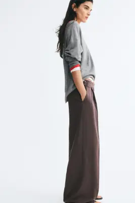 Pantalon chic à jambes larges - Marron foncé — photo 2