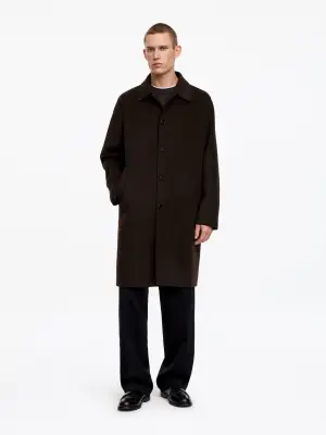 Manteau en laine double face - Marron foncé — photo 4