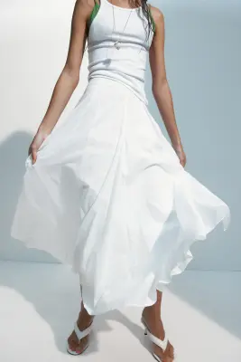 Jupe plissée en coton - Blanc — photo 1