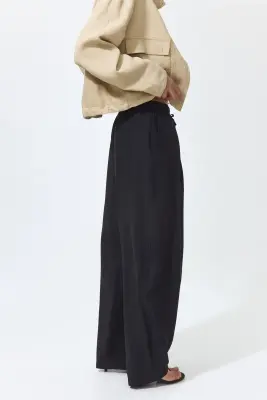 Pantalon barrel à cordon - Noir — photo 2