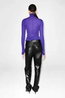 TOP À COL ROULÉ EN LAINE MÉRINOS - VIOLET — photo 4