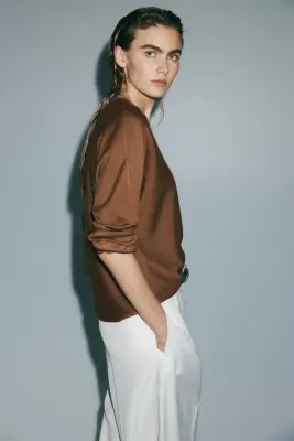 Pull épaules nues - Marron — photo 2