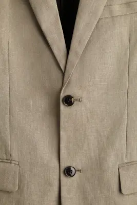 Veste Slim Fit en lin - Vert kaki — photo 4