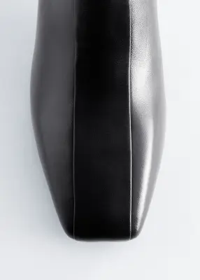 Bottines en cuir à petits talons - Noir — photo 3