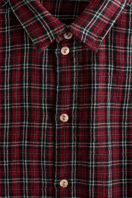 Chemise en mousseline de coton - Rouge/carreaux — photo 2