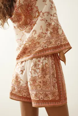 Short imprimé en lyocell - Beige clair/motif cachemire — photo 3