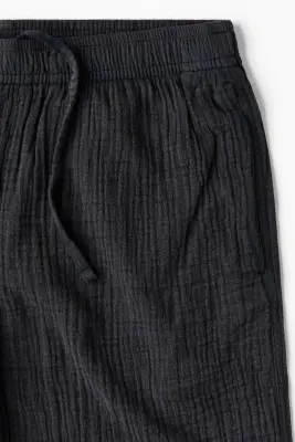 Pantalon Loose Fit en mousseline de coton - Noir — photo 5