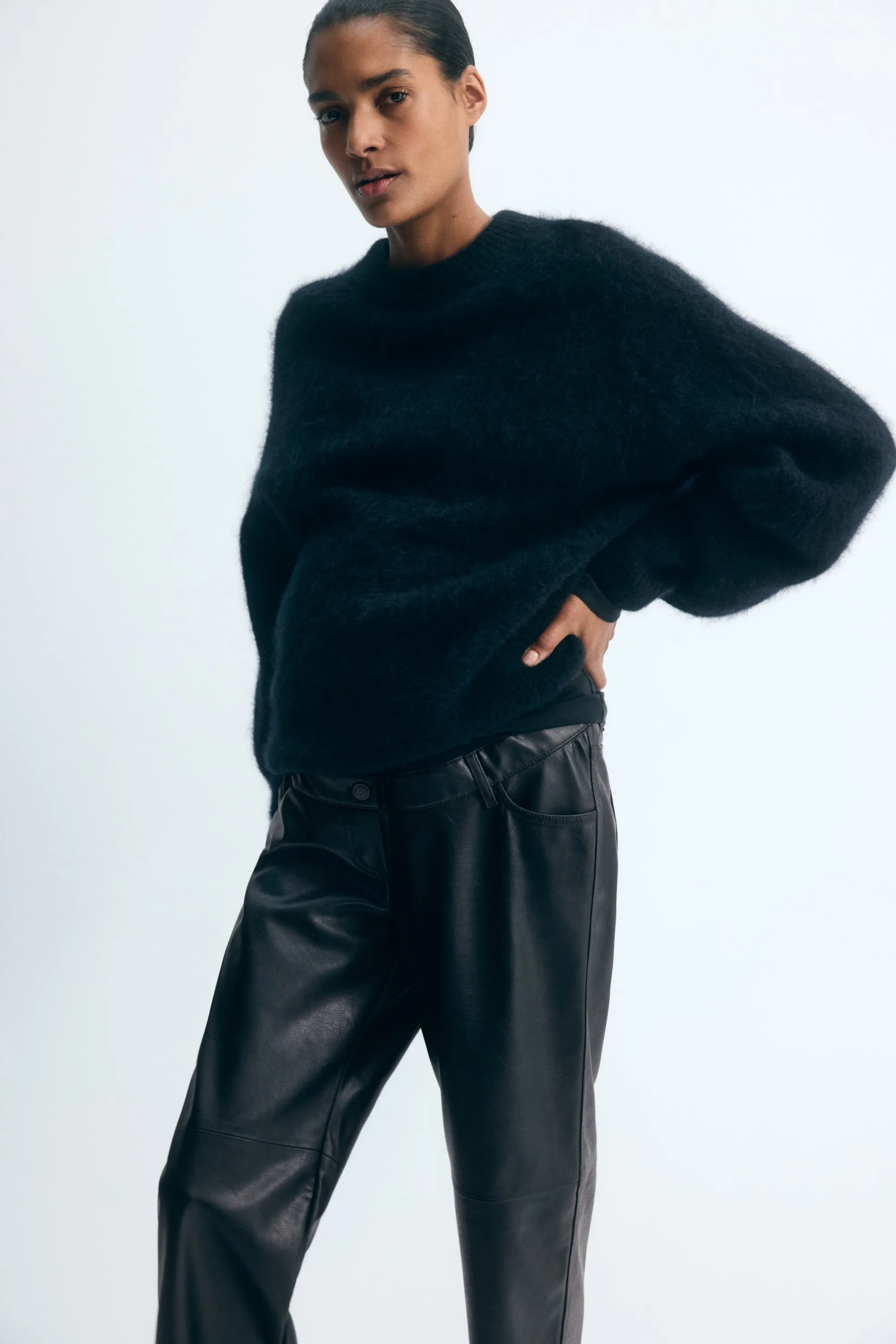 MAMA Pantalon en tissu enduit - Noir