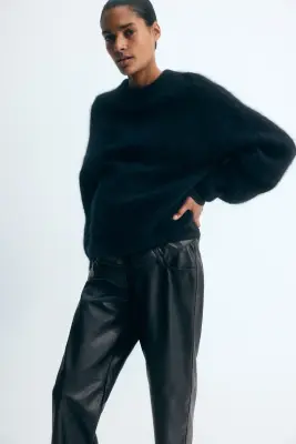 MAMA Pantalon en tissu enduit - Noir — photo 1