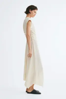 Robe à mancherons avec base en pointes - Crème — photo 2