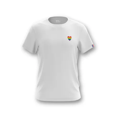 T-shirt blanc "Coeur arc en ciel"