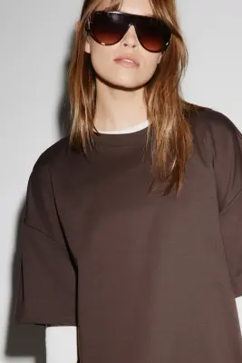 T-shirt Cooling Oversized Fit - Marron foncé — photo 2
