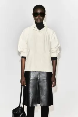 VESTE À COL CHEMINÉE EN NYLON - ÉCRU — photo 2