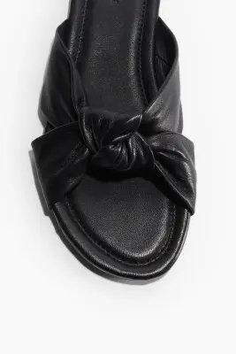 Sandales en cuir avec détail noué - Noir — photo 2