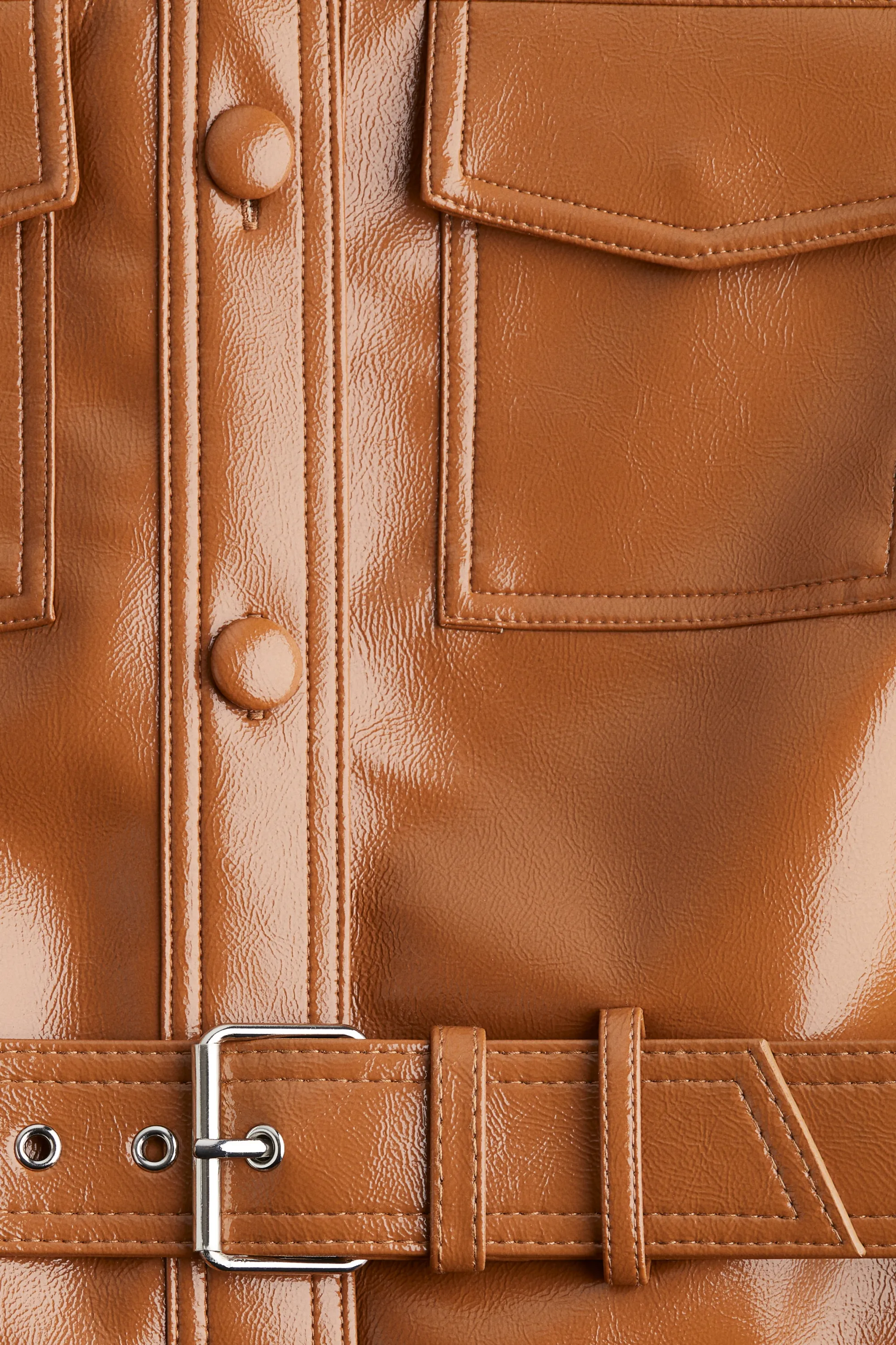 Robe cargo en tissu enduit - Marron
