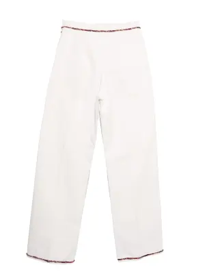 Jean taille haute droit en coton blanc liseré tweed bleu rouge Prix boutique 2800€ Taille XS — photo 3