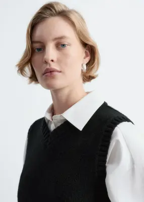 Débardeur en maille de laine et de coton - Noir — photo 2