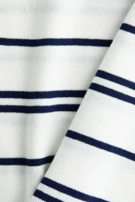 T-shirt en maille fine - Blanc/rayures bleues — photo 3