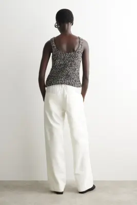 PANTALON LARGE EN DENIM À PANNEAUX - BLANC — photo 3