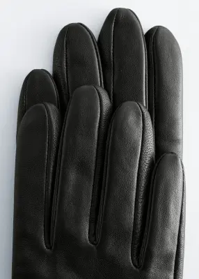 Gants longs en cuir - Noir — photo 2