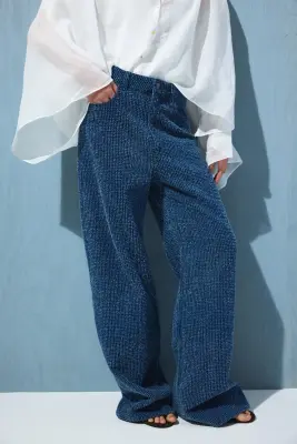 Bouclé Bootcut High Waist Jeans - Bleu denim — photo 1