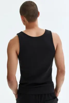 Débardeur côtelé Slim Fit - Noir — photo 3