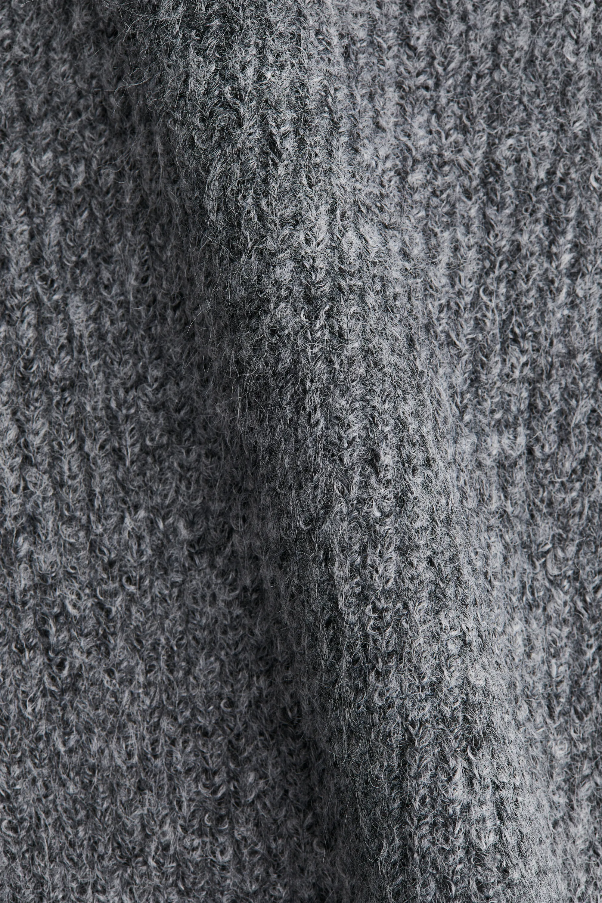 Top péplum en maille côtelée - Gris foncé chiné