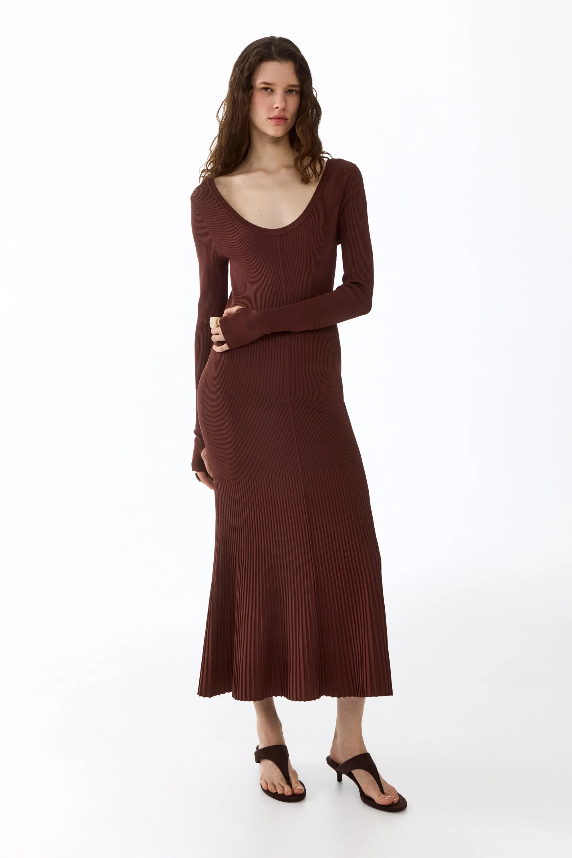Twist-detail dress - Marron