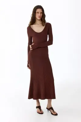 Twist-detail dress - Marron — photo 1