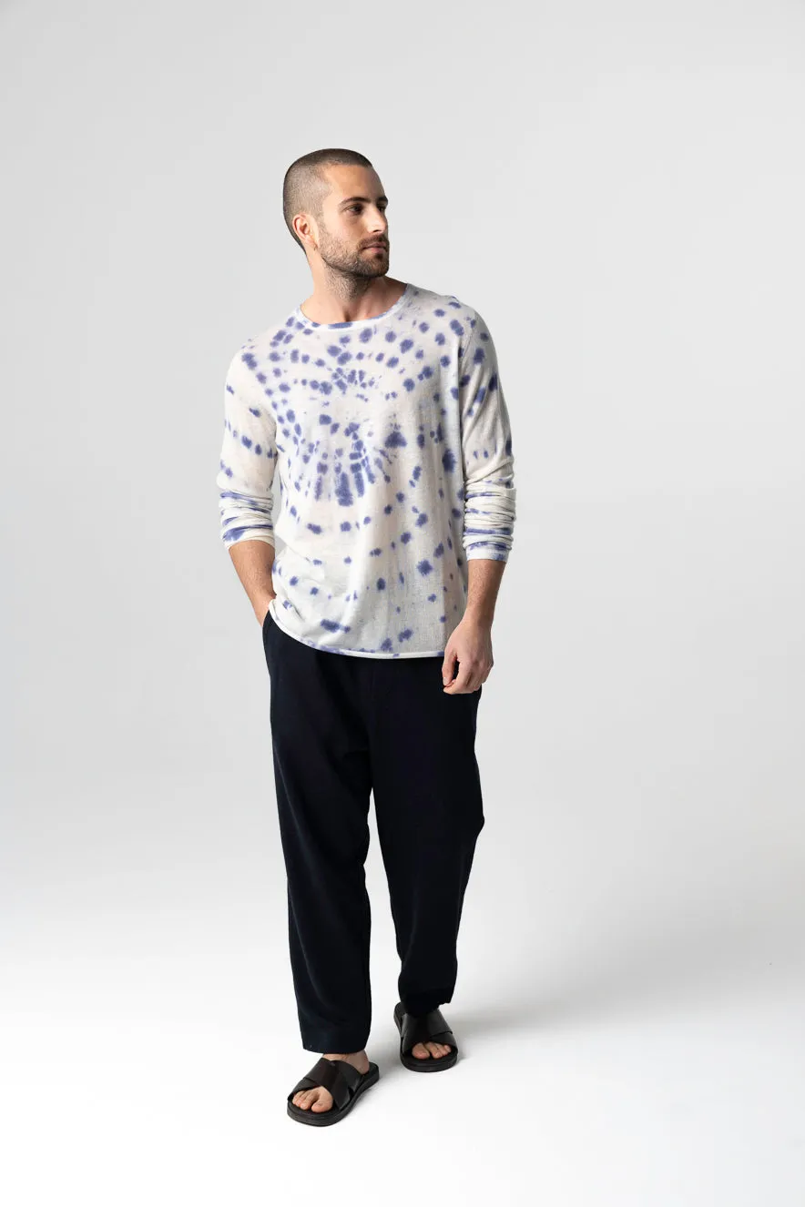 Pull Blue Moon Tie-dye Col Rond Manches Longues en Cachemire