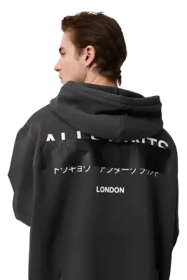 ALLSAINTS Redact Pullover Embroidered Logo Hoodie Washed Black — photo 2