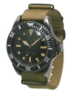 VAGUE WATCH BLACK SUB OLIVE AND BLACK NYLON — photo 1