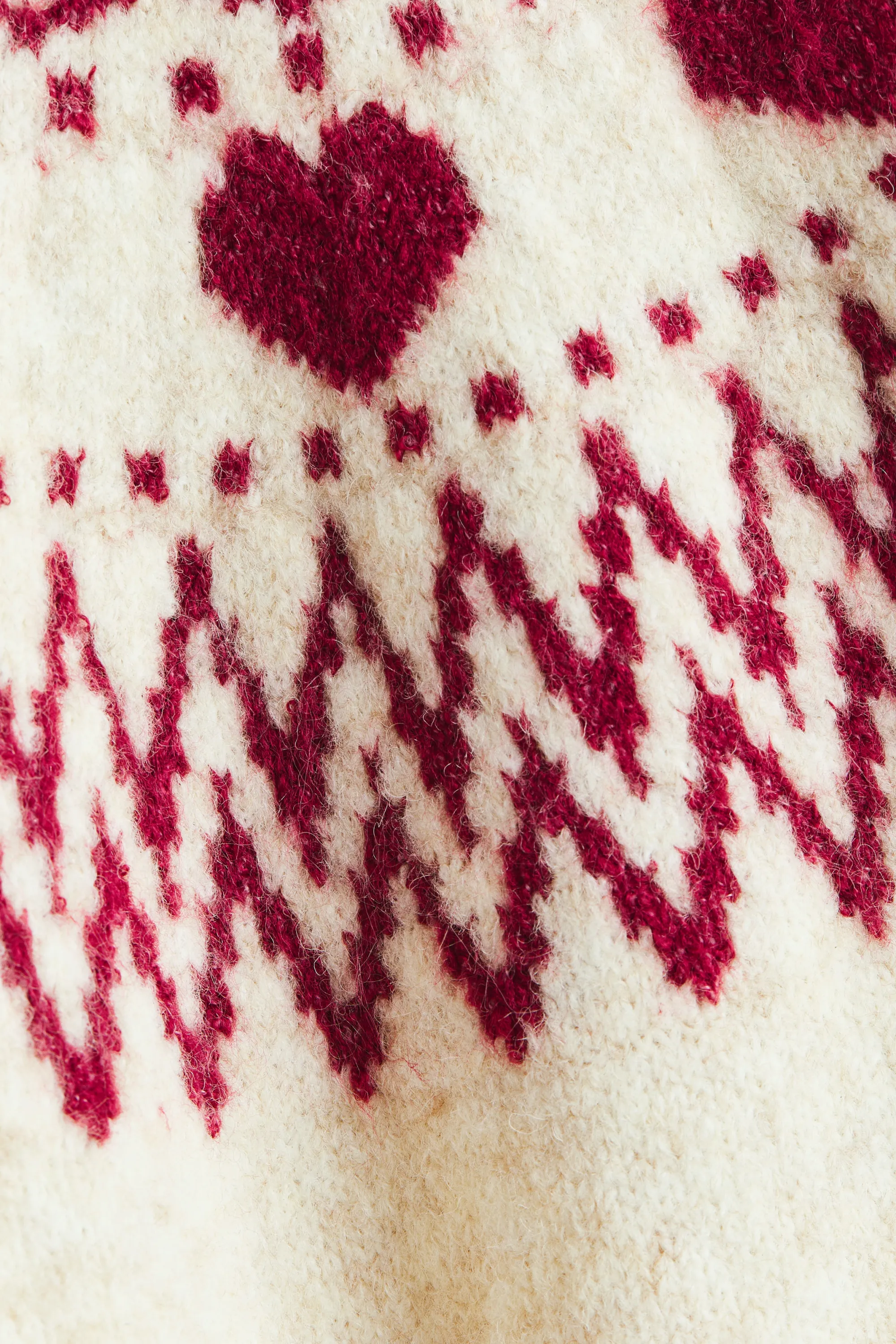 Pull en maille jacquard - Crème/cœurs