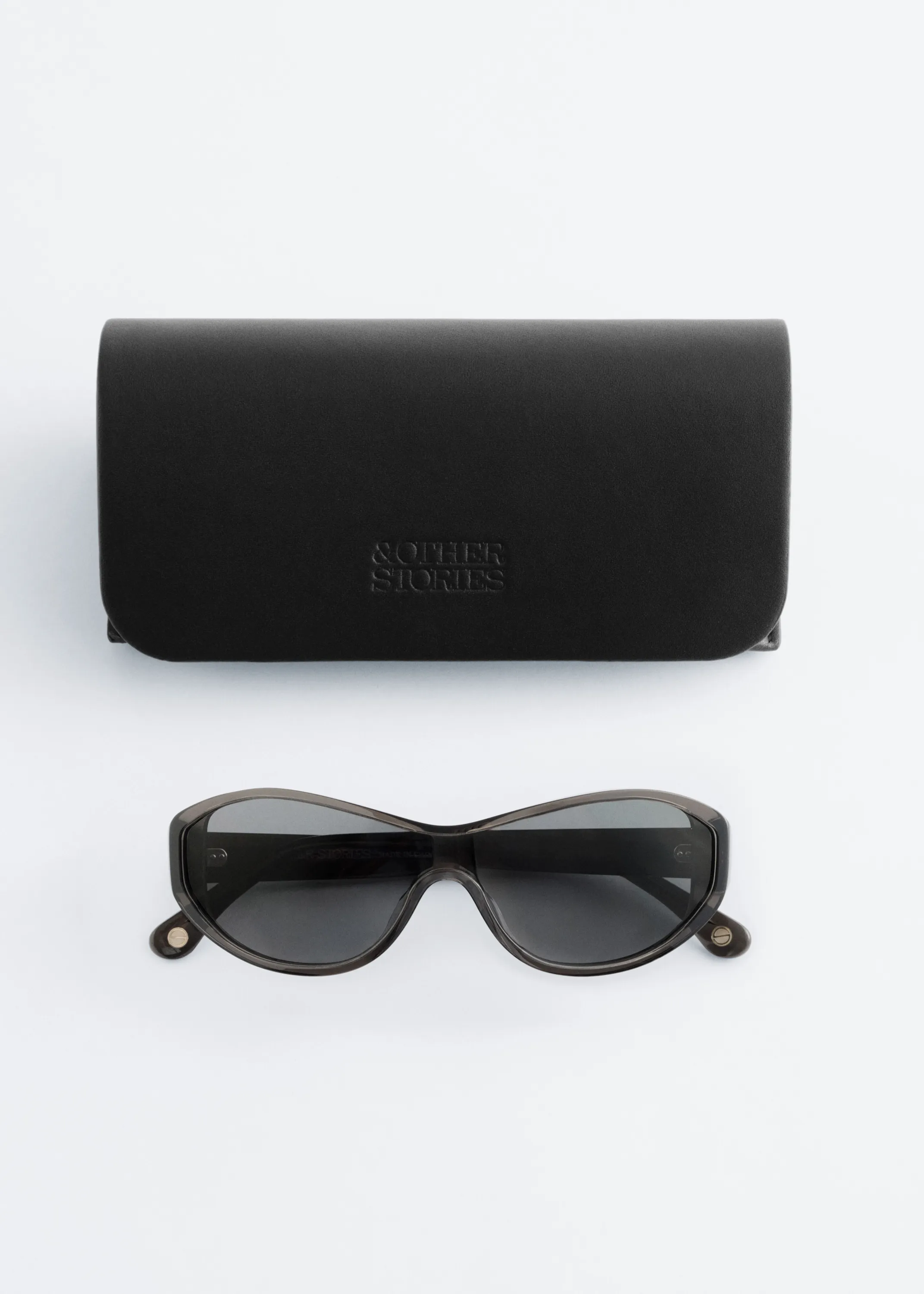 Lunettes de soleil ovales en acétate - Gris