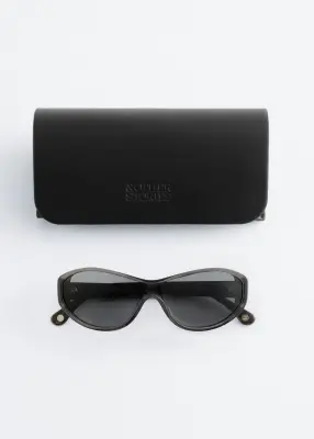 Lunettes de soleil ovales en acétate - Gris — photo 1